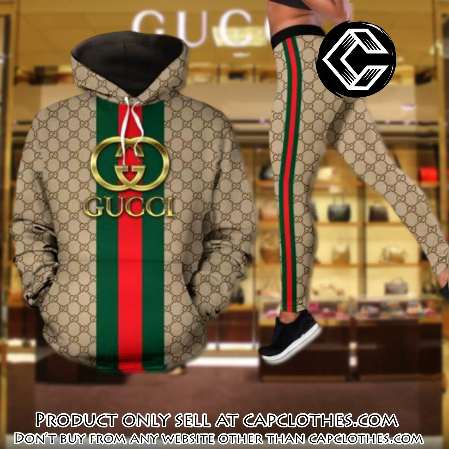 Gucci stripe hoodie legging set luxury for women vv5 cc5134098